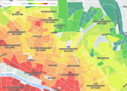 Prix des arrondissements de Paris autour du 10e